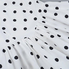 Women Polka Dot Vacation Mini Dress | High Waist | Ball Gown Dress | Sleeveless | Halter Neck