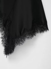 Women Lace Spliced Sling Dress | Sleeveless | Backless | Asymmetrical | Holiday | Party Wear