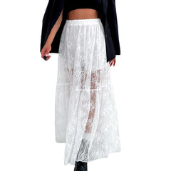 Women See-Through Lace A-Line Skirt | Casual Summer Long Skirt | Beach Skirt | Vacation