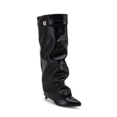 Women Leather Black Boots | High Heel | Knee-Length Boots