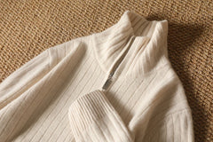 Men Merino Wool Stand-Up Collar Cardigan | Business Casual | Warm Zipper Jacket