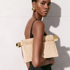 Women Leather Rolled-Up Clutch Bag | Versatile | Folding Clutch | Chain Single-Shoulder Bag | Crossbody Bag