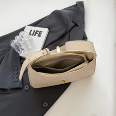 Women Metallic Decor Leather Crossbody Bag