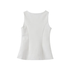 Women White Vest Skirt Suit | Two Piece Summer Office Slim Set