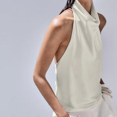 Women Satin High Neck Tank Top | Silk Halter Neck Top | Camisole | Y2K | Summer