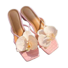 Women Orchid Flower Sandals | Vacation | Beach Sandals | Orchid Sandals | Small Heels