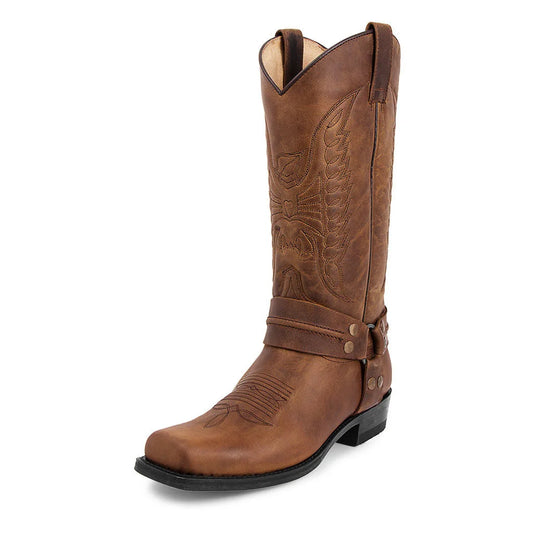 Men Western Cowboy Boots | Leather Embroidered Boots | Winter Shoes | Retro Men Boots | Mid-Calf Boots
