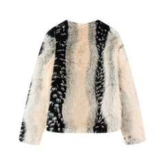 Women Fur Jacket | Short Coat | Elegant Fluffy Loose Jacket | Warm Long Sleeve Jackett | Fur Coat