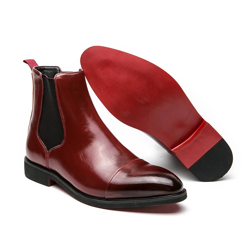 red leather dress boots Men Chelsea Boots | Red Sole Leather | Heeled Boots