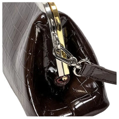 Women Leather Kiss Lock Bag | Long Clutch Bag | Luxury Shoulder Bag | Elegant Party Purse | Underarm Bag