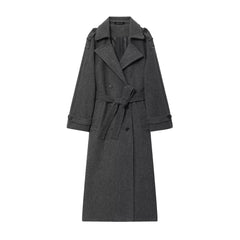 Women Burgundy Overcoat with Belt | Warm Winter Trench Coat