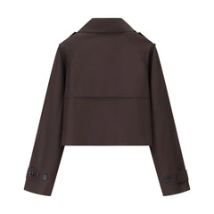 Women Cropped Trench Coat | Long Sleeve | Casual Classic