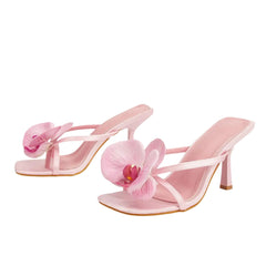 Women Square Toe Flower Heels | Flora | Sandals | Summer | Vacation