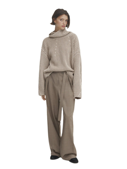 Women Loose High Neck Knit Top