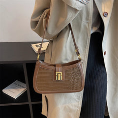 Women Leather Crocodile Textured Shoulder Bag