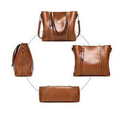 Women Tote Shoulder Bag | Oil Wax Leather Handbag