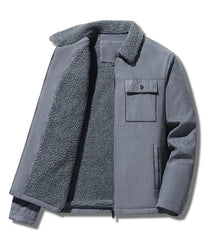 Men Suede Warm Fleece Jacket | Thick Casual Windbreaker | Parka Zipper Cargo