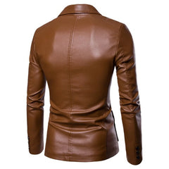 Men's Lapel Leather Dress Coat | Business Casual Blazer Jacket