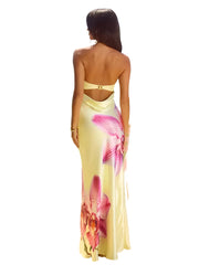 Women Flower Printed Summer Dress | Elegant Maxi Long Dress | Strapless | Backless Bodycon | Vestidos