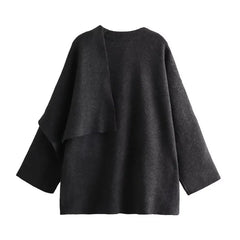 Women Asymmetric Scarf Short Knitted Jacket | Thick
