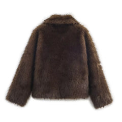 Women Winter Fur Jacket | Long Sleeves | Double-Sided | Thick | Warm Coat | Reversible Jacket