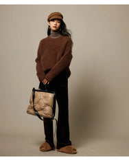 Women Alpaca Sweater | O-Neck | Loose | Knitted Pullover | Winter Sweater