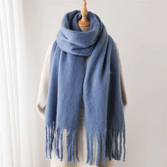 Women Warm Winter Cashmere Scarf | Thick Soft Tassel Shawl | Long Poncho | Echarpe | Pashmina