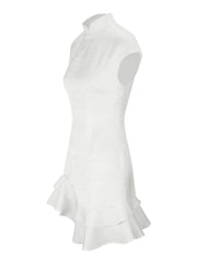 Women Ruffled Elegant Party Dress | Short Sleeve | Patchwork | Slim Fit | Summer | Mini Dress