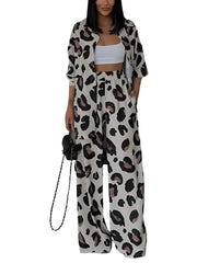 Women Leopard Print Co-Ord Set | Animal Print Women Shirt and Trouser