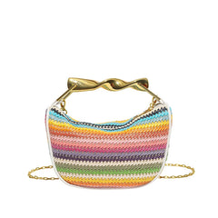 Women Woven Handbag | Rattan Half-Moon | Straw Shoulder Bag | Bucket Bag | Crossbody Bag