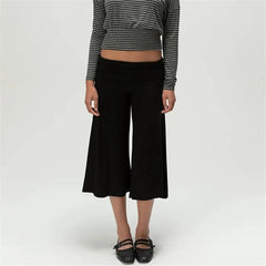Women Gaucho Pants | Low Rise | Cropped | Wide Leg Capri Pants | Summer