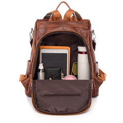 Women Vintage Leather Backpack | 3-in-1 Shoulder Bag