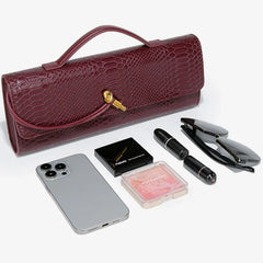 Women Luxury Design Top-Handle Leather Bag | Long Purse | Crocodile Pattern Bag