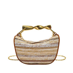 Women Woven Handbag | Rattan Half-Moon | Straw Shoulder Bag | Bucket Bag | Crossbody Bag