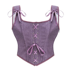 Women Victorian Vintage Corset | Front Lace Up Tank Top | Goth Lace Up Corset