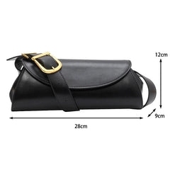 Women Baguette Leather Bag | Adjustable Wide Strap Shoulder Bag