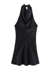 Women Satin Backless Halter Dress | Summer | Short Party Dress | Sleeveless | Mini Dress