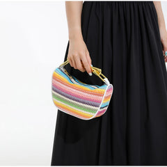 Women Woven Handbag | Rattan Half-Moon | Straw Shoulder Bag | Bucket Bag | Crossbody Bag