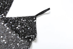 Women Sequin Patchwork Mesh Camisole | V-Neck | Backless Top | Summer