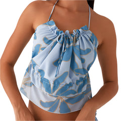 Women Summer Coquette Cropped Cami Top | Backless Spaghetti Straps Tank Top