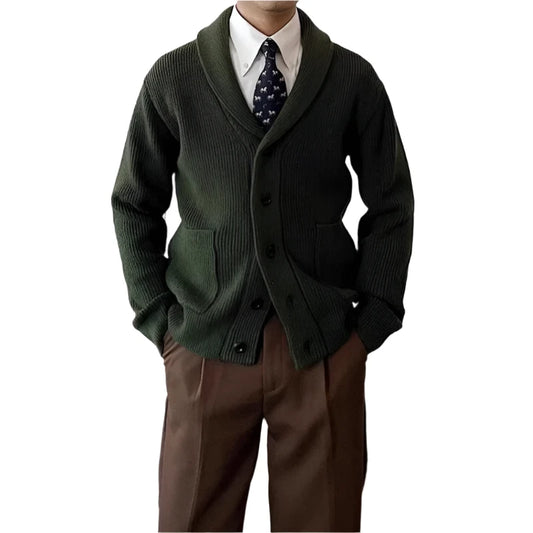 Men Wool Blend Buttoned Sweater | Casual Long Sleeve Vintage Cardigan