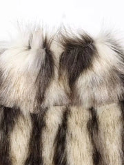 Women Vintage Loose Fur Coat | Stand Collar | Long Sleeve | Winter Furry Warm Coat