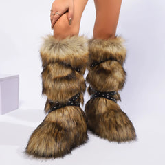 Women Winter Boots | Faux Fur Snow Boots | Warm Long Boots | Plush Over Knee | High Boots | Y2K | Furry Shoes