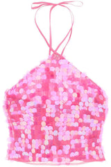 Women Sequin Halter Top | Tank Top | Glitter Tie-Up Vest | Backless Cami Top | Party