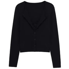 Women Slim Lace Knit Cardigan | Spring | Elegant V-Neck | Long Sleeve | Knitted Sweater