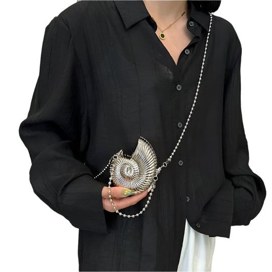 Women Conch Dinner Bag | Shoulder Bag | Messenger Crossbody Bag | Metal Chain Clutch | Shell Bag