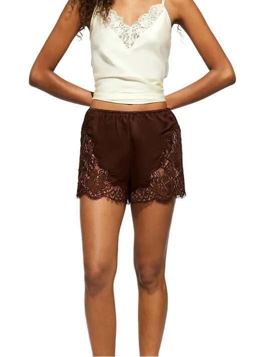 Women Satin Lace Trim Shorts | Boxer Shorts | Loungewear | Silk