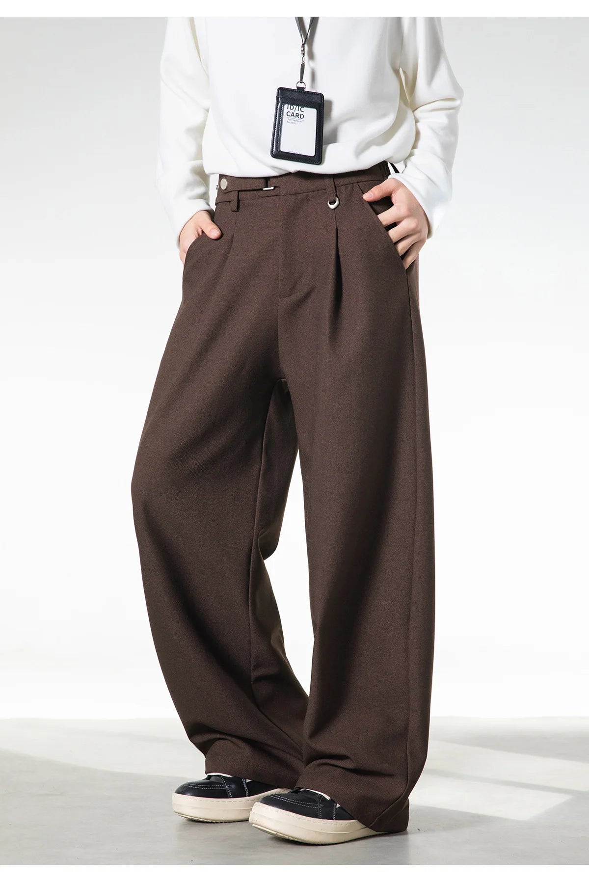 Men Loose Fit Dress Pants | Adjustable Buckle | Pleated