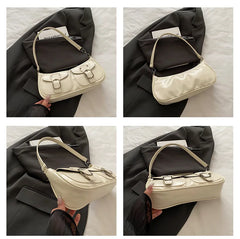 Women Vintage Double Pockets Shoulder Bag | Leather Bag