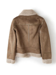 Women Brown Vintage Fur Jacket | Lapel Long Sleeves Winter Outwear